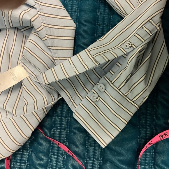 J.Jill Blue Striped Button Down Blouse Size-Large - Picture 7 of 8